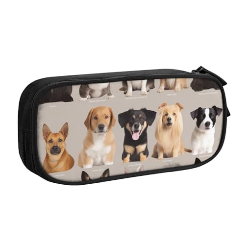 ULKMFFCF Federmäppchen mit Hundemotiv, bedruckt, Schwarz – niedliche Schüler-Schreibwaren-Tasche mit Reißverschluss für Schule, Büro, Reisen und Make-up, Schwarz , Einheitsgröße, Schulranzen von ULKMFFCF