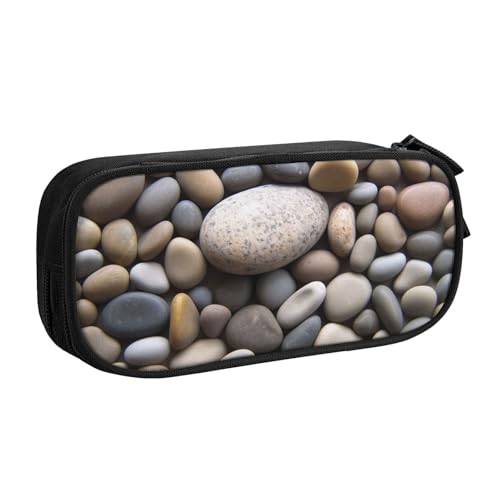 ULKMFFCF Federmäppchen mit Kieselstein-Motiv, schwarz, niedliches Federmäppchen für Studenten, Schreibwaren, Federmäppchen mit Reißverschluss, für Schule, Büro, Reisen und Make-up, Schwarz von ULKMFFCF