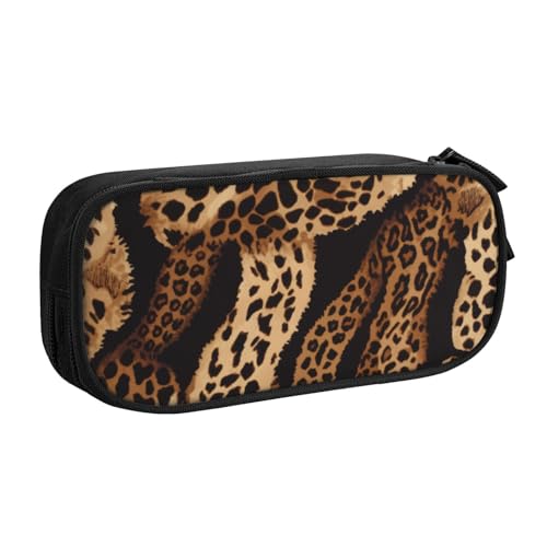 ULKMFFCF Federmäppchen mit Leopardenmuster, schwarz, niedliches Federmäppchen mit Reißverschluss, für Schule, Büro, Reisen und Make-up, Schwarz , Einheitsgröße, Schulranzen von ULKMFFCF