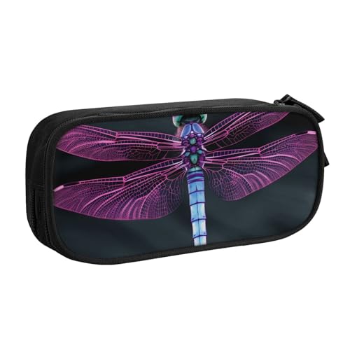 ULKMFFCF Federmäppchen mit Libellen-Motiv, Schwarz – niedliche Schüler-Schreibwaren-Tasche mit Reißverschluss für Schule, Büro, Reisen und Make-up, Schwarz , Einheitsgröße, Schulranzen von ULKMFFCF