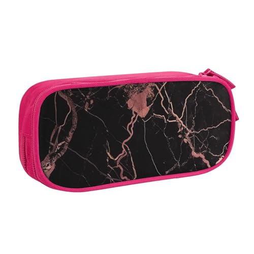 ULKMFFCF Federmäppchen mit Marmor-Aufdruck, schwarz, mit großem Fassungsvermögen, für Studenten, Schreibwaren, Federmäppchen mit Reißverschluss, für Schule, Büro, Reisen und Make-up, rose, von ULKMFFCF