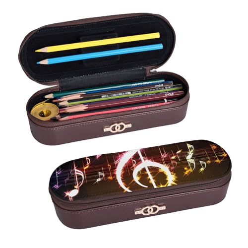 ULKMFFCF Federmäppchen mit Musiknoten-Motiv, bedrucktes Hartschalen-Federmäppchen – PU-Leder, Studenten, Schreibwaren-Tasche, Stiftebox mit Reißverschluss, für Schule, Büro, Reisen und Make-up, von ULKMFFCF