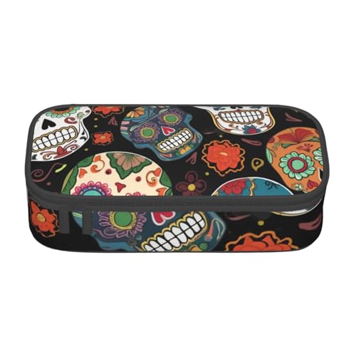 ULKMFFCF Federmäppchen mit Totenkopf-Motiv und Fächern, großes Fassungsvermögen, Stifteetui, Make-up-Tasche für Schule, Büro, Reisen, Schwarz , Einheitsgröße, Schulranzen ULKMFFCF Federmäppchen mit Totenkopf-Motiv und Fächern, großes Fassungsvermögen, Stifteetui, Make-up-Tasche für Schule, Büro, Reisen, Schwarz , Einheitsgröße, Schulranzen von ULKMFFCF