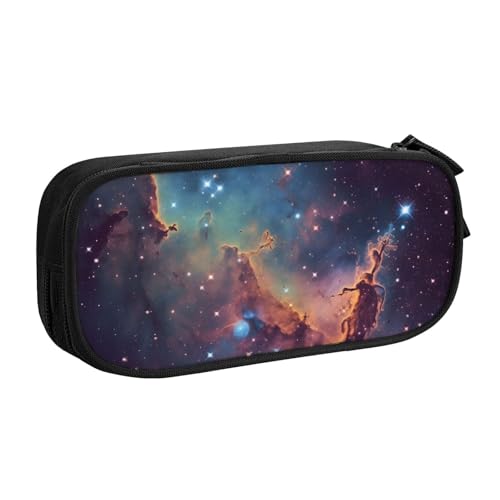 ULKMFFCF Federmäppchen mit Weltraum-Galaxie-Motiv, schwarz, niedliches Federmäppchen für Studenten, Schreibwaren, Federmäppchen mit Reißverschluss, für Schule, Büro, Reisen und Make-up, Schwarz von ULKMFFCF