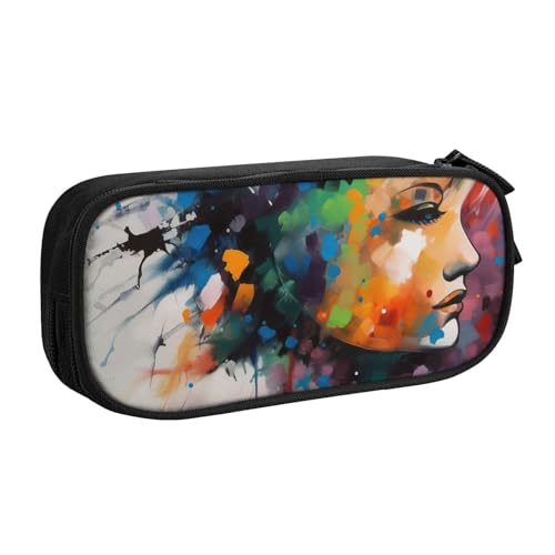 ULKMFFCF Federmäppchen mit abstraktem Kunstdruck, Schwarz – niedliche Schüler-Schreibwaren-Tasche mit Reißverschluss für Schule, Büro, Reisen und Make-up, Schwarz , Einheitsgröße, Schulranzen von ULKMFFCF