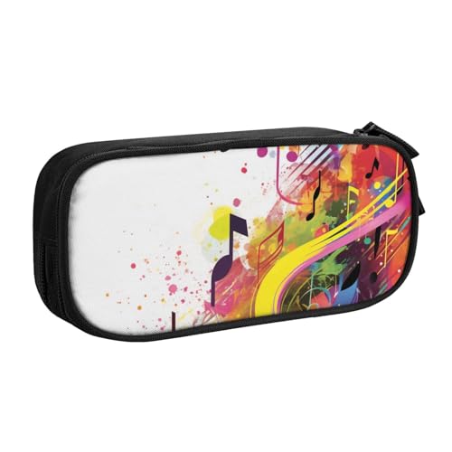 ULKMFFCF Federmäppchen mit abstraktem Musik-Thema, schwarz, niedliches Federmäppchen für Studenten, Schreibwaren, Federmäppchen mit Reißverschluss, für Schule, Büro, Reisen und Make-up, Schwarz von ULKMFFCF