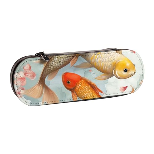 ULKMFFCF Federmäppchen mit goldener Ananas-Aufdruck, PU-Leder, für Studenten, Schreibwaren, Stiftebox für Schule, Büro, Reisen und Make-up, Fischliebhaber, Einheitsgröße, Schulranzen von ULKMFFCF