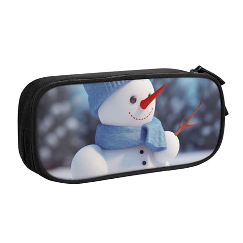 ULKMFFCF Federmäppchen mit niedlichem Schneemann-Motiv, schwarz – niedliche Schüler-Schreibwaren-Tasche mit Reißverschluss für Schule, Büro, Reisen und Make-up, Schwarz , Einheitsgröße, Schulranzen von ULKMFFCF