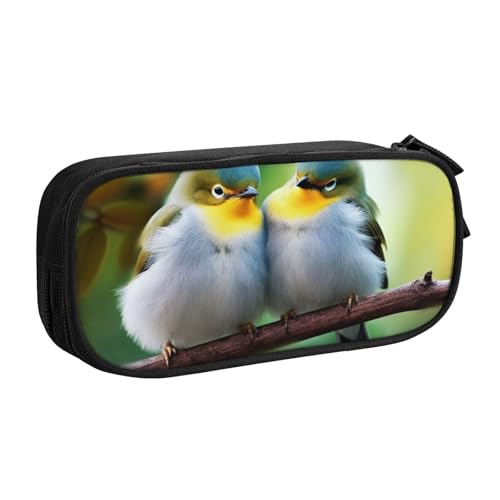 ULKMFFCF Federmäppchen mit niedlichem Vögelmotiv, bedruckt, Schwarz – niedliche Schüler-Schreibwaren-Tasche mit Reißverschluss für Schule, Büro, Reisen und Make-up, Schwarz , Einheitsgröße von ULKMFFCF