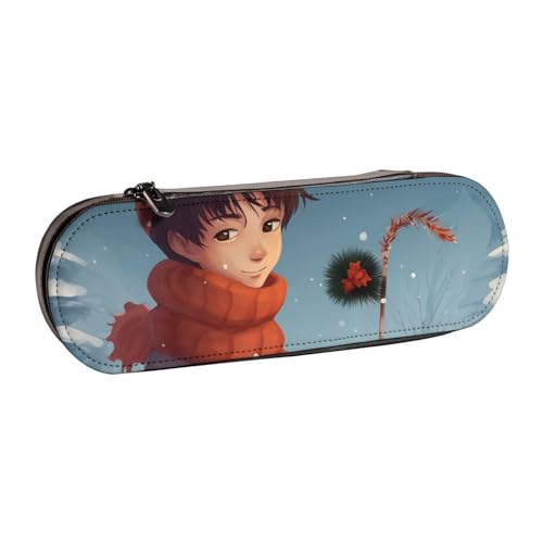 ULKMFFCF Federmäppchen mit pinkem Flamingo-Ananas-Motiv, bedruckt, Hartschale, Stifteetui aus PU-Leder für Studenten, Schreibwaren, Stiftebox für Schule, Büro, Reisen und Make-up, Frohe Weihnachten von ULKMFFCF