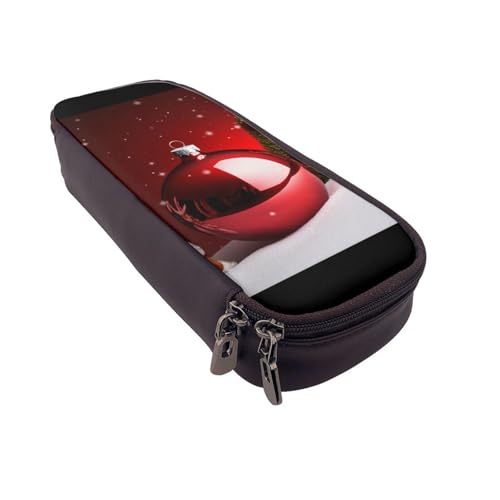 ULKMFFCF Federmäppchen mit pinkem Flamingo-Ananas-Motiv, bedruckt, aus PU-Leder, für Studenten, Schreibwaren, Federmäppchen mit Reißverschluss, für Schule, Büro, Reisen und Make-up, Merry Christmas von ULKMFFCF