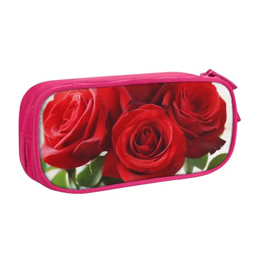 ULKMFFCF Federmäppchen mit rotem Rosen-Kunstdruck, Schwarz – niedliche Schüler-Schreibwaren-Tasche mit Reißverschluss für Schule, Büro, Reisen und Make-up, rose, Einheitsgröße, Schulranzen von ULKMFFCF