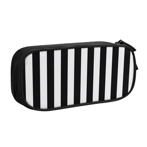 ULKMFFCF Federmäppchen mit schwarz-weißem Streifenmuster, Schwarz – niedliche Schüler-Schreibwaren-Tasche mit Reißverschluss für Schule, Büro, Reisen und Make-up, Schwarz , Einheitsgröße, Schulranzen von ULKMFFCF