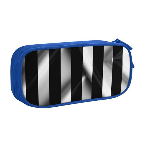 ULKMFFCF Federmäppchen mit schwarz-weißen Streifen, Kunstdruck, Schwarz – niedliche Schüler-Schreibwaren-Tasche mit Reißverschluss für Schule, Büro, Reisen und Make-up, blau, Einheitsgröße von ULKMFFCF