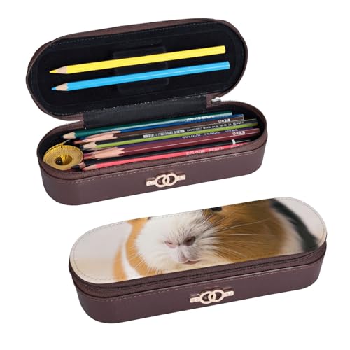 ULKMFFCF Federmäppchen mit süßem Haustier mit Blumen bedruckt, Hartschale, Stiftetasche – PU-Leder, Studenten, Schreibwaren-Tasche, Stiftebox mit Reißverschluss, für Schule, Büro, Reisen und Make-up, von ULKMFFCF