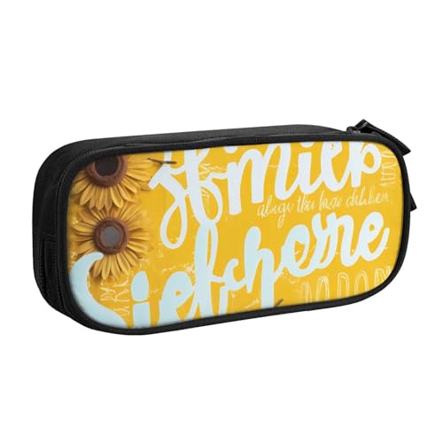 ULKMFFCF Goodlooking Hello Sunshine Federmäppchen, bedruckt, Schwarz – niedliche Schüler-Schreibwaren-Tasche mit Reißverschluss für Schule, Büro, Reisen und Make-up, Schwarz , Einheitsgröße von ULKMFFCF