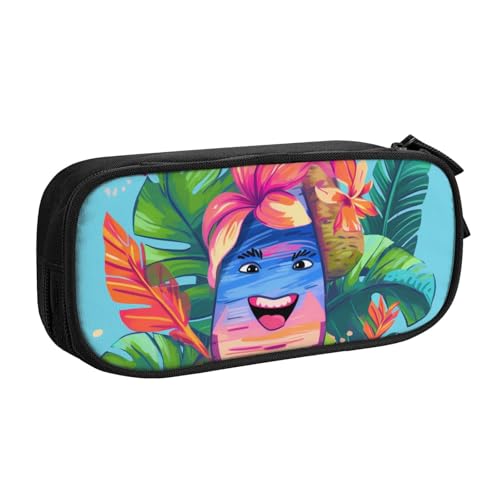 ULKMFFCF Hello Hawaii bedrucktes Federmäppchen, schwarz – niedliche Schüler-Schreibwaren-Tasche mit Reißverschluss für Schule, Büro, Reisen und Make-up, Schwarz , Einheitsgröße, Schulranzen von ULKMFFCF