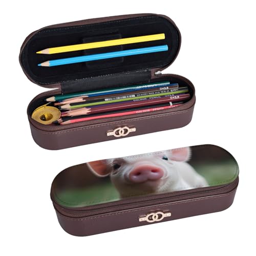 ULKMFFCF Lustiges Federmäppchen mit Haustier-Motiv, bedruckt, aus PU-Leder, für Studenten, Schreibwaren, Federmäppchen mit Reißverschluss, für Schule, Büro, Reisen und Make-up, Schwarz , von ULKMFFCF