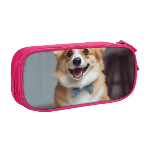 ULKMFFCF Niedliches Corgi Federmäppchen mit Kunstdruck, Schwarz – niedliche Schüler-Schreibwaren-Tasche mit Reißverschluss für Schule, Büro, Reisen und Make-up, rose, Einheitsgröße, Schulranzen von ULKMFFCF