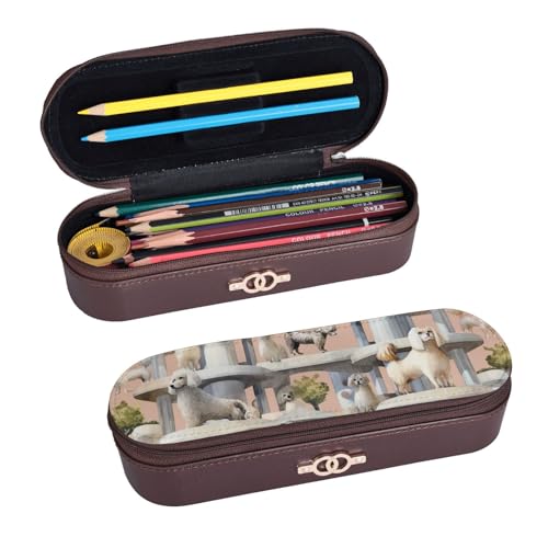 ULKMFFCF Oodles of Poodles Bedrucktes Hartschalen-Federmäppchen, Stiftetasche – PU-Leder, Studenten, Schreibwaren-Tasche, Stiftebox mit Reißverschluss, für Schule, Büro, Reisen und Make-up, Schwarz , von ULKMFFCF