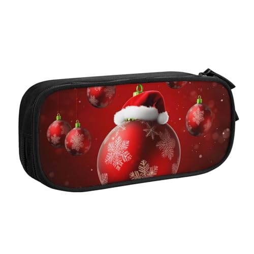 ULKMFFCF Red Ball Federmäppchen mit Weihnachtsmotiv, Schwarz – niedliche Schüler-Schreibwaren-Tasche mit Reißverschluss für Schule, Büro, Reisen und Make-up, Schwarz , Einheitsgröße, Schulranzen von ULKMFFCF