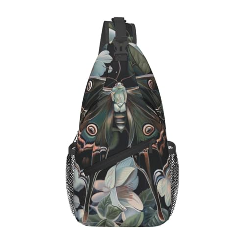 ULKMFFCF Schultertasche mit Mottenmotiv, bedruckt, für Herren und Damen, vielseitig, lässig, Schultertasche, Brusttasche zum Laufen, Wandern, Radfahren, Reisen, Arbeit, Schwarz , One size von ULKMFFCF