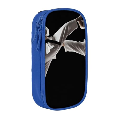 ULKMFFCF Taekwondo Federmäppchen mit Kampfkunstdruck, niedliches Federmäppchen, schwarz, großes Fassungsvermögen, für Studenten, Schreibwaren, für Schule, Büro, Reisen, Make-up, blau, Einheitsgröße von ULKMFFCF