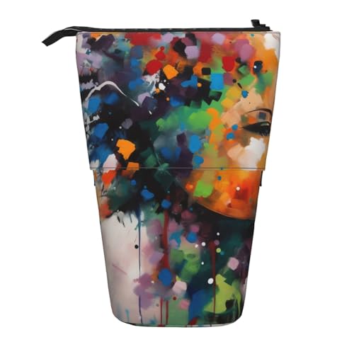 ULKMFFCF Teleskop-Federmäppchen mit abstraktem Kunstdruck, niedliches Federmäppchen, Make-up-Tasche, Kosmetiktasche, Stifthalter, Schwarz , Einheitsgröße, Schulranzen von ULKMFFCF