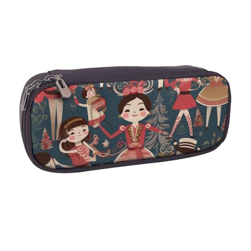 ULKMFFCF Volcano bedrucktes Federmäppchen für Jungen und Mädchen, PU-Leder, niedliches Schreibwarenetui für Schule, Büro, Reisen, Make-up, Nussknacker für Damen, Ballett, Weihnachten, Tanz, Cartoon von ULKMFFCF