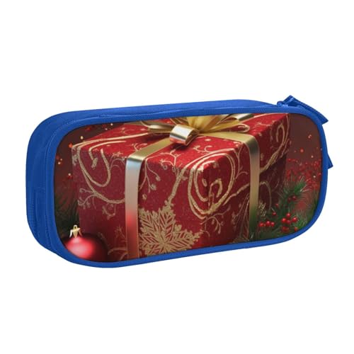 ULKMFFCF Weihnachts-Geschenkbox, bedrucktes Federmäppchen, schwarz, niedliches Federmäppchen für Studenten, Schreibwaren, Federmäppchen mit Reißverschluss, für Schule, Büro, Reisen und Make-up, blau von ULKMFFCF