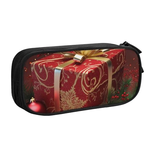 ULKMFFCF Weihnachts-Geschenkbox, bedrucktes Federmäppchen, schwarz, niedliches Federmäppchen für Studenten, Schreibwaren, Federmäppchen mit Reißverschluss, für Schule, Büro, Reisen und Make-up von ULKMFFCF