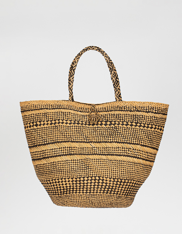 Marta Large Basket Tote Chocolate Stripe von ULLA JOHNSON