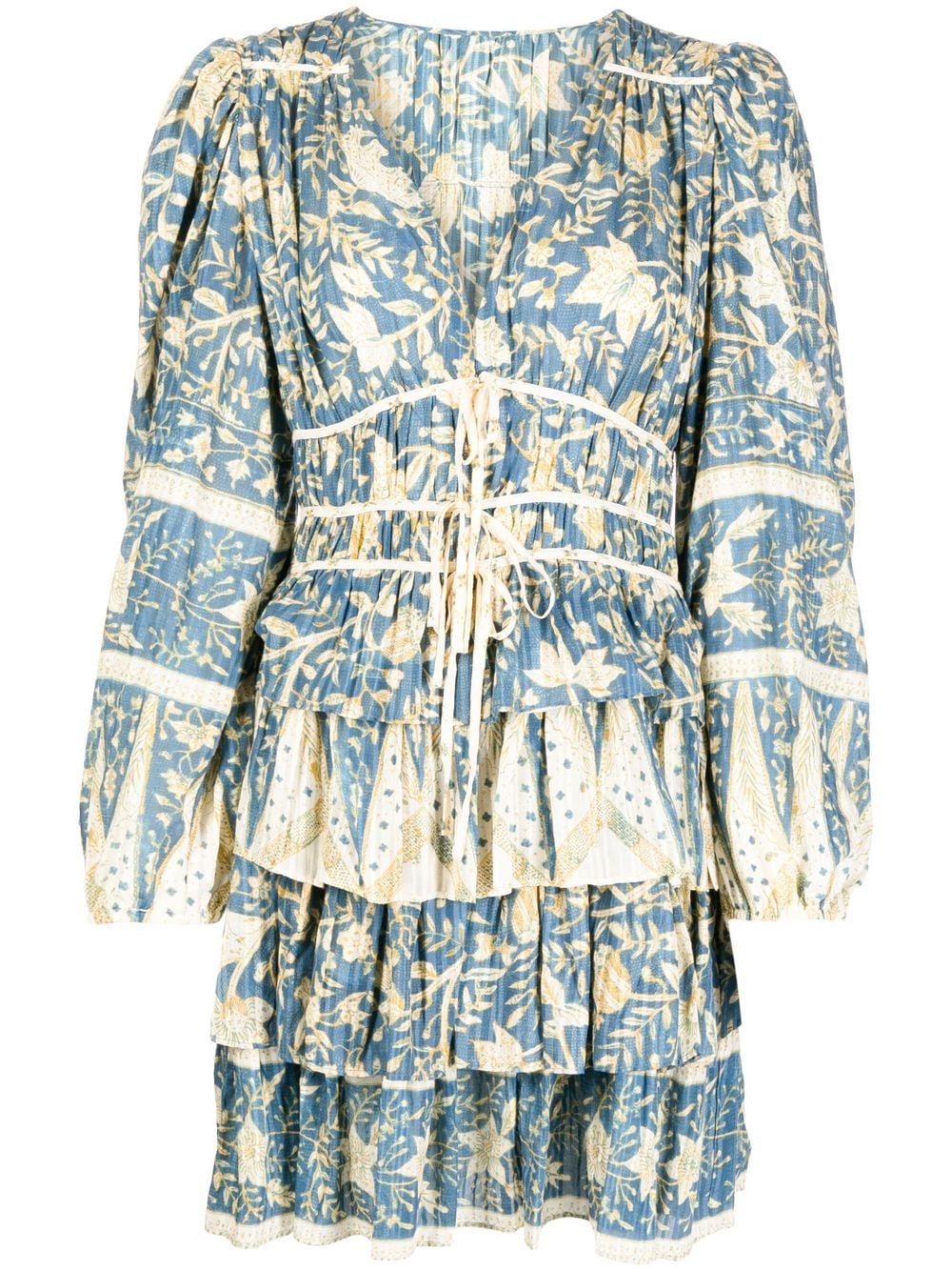 Ulla Johnson Gerüschtes Minikleid mit Blumen-Print - Blau von Ulla Johnson