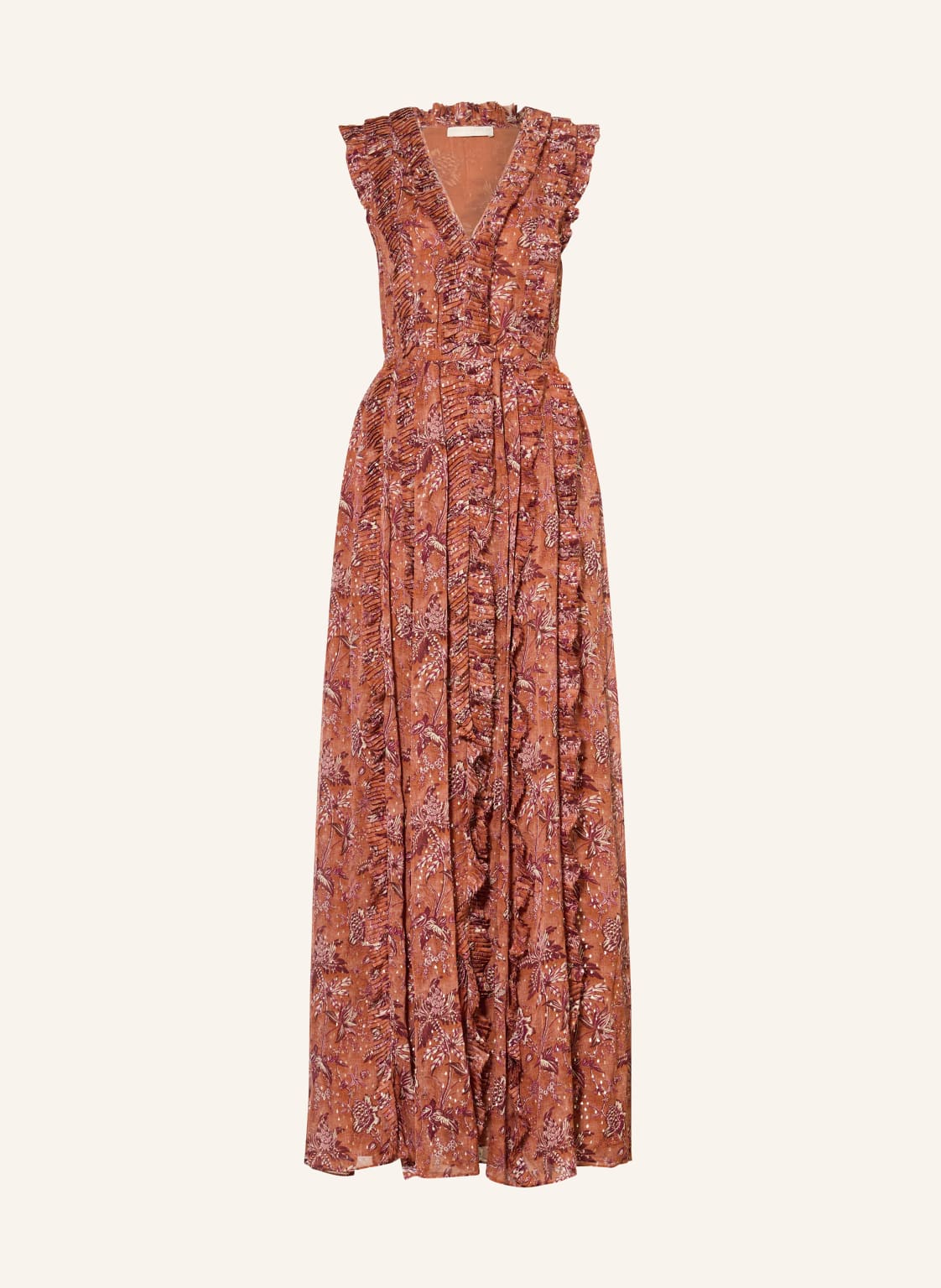 Ulla Johnson Kleid Aida Mit Schmucksteinen Und Rüschen braun von ULLA JOHNSON