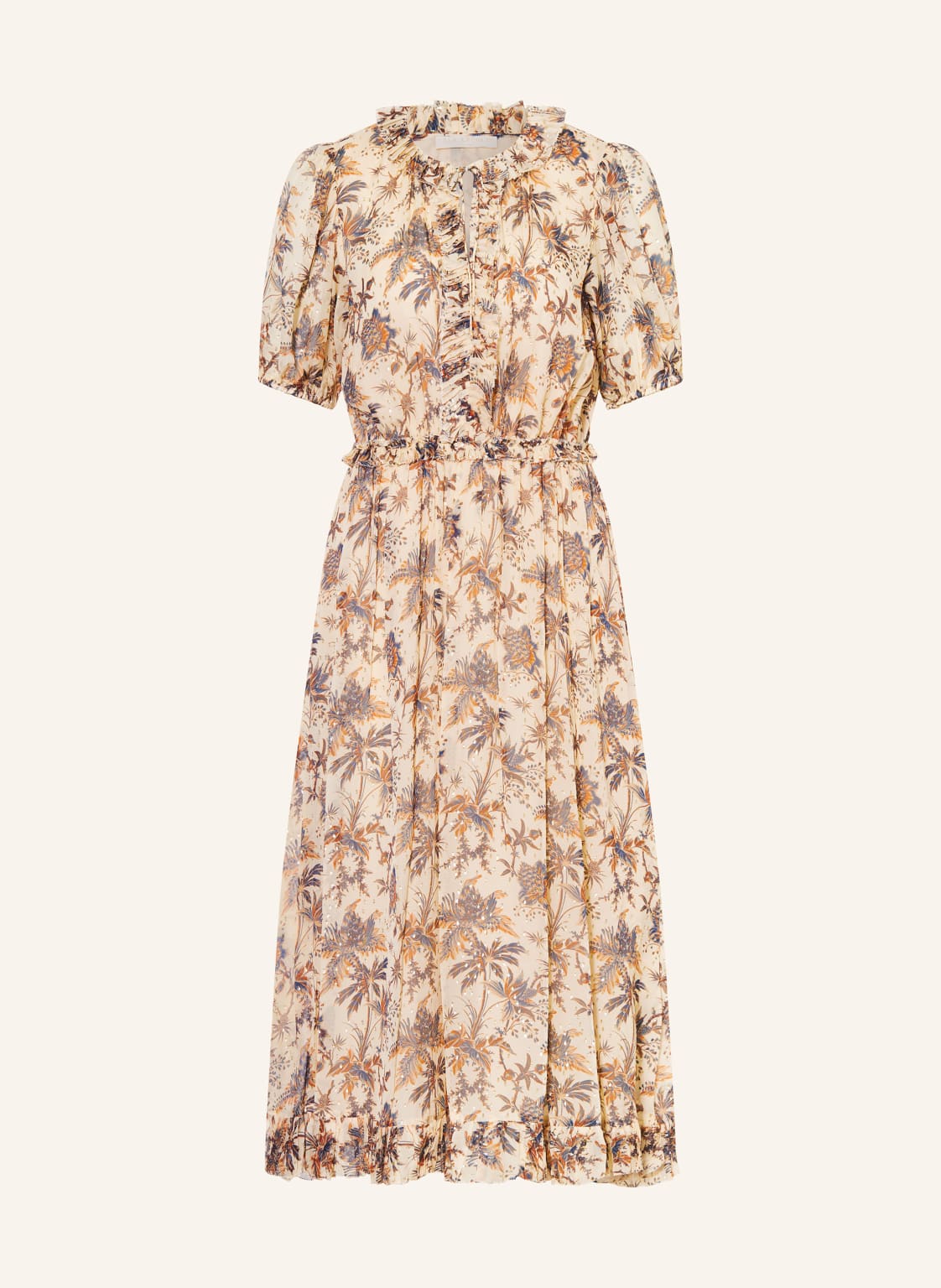 Ulla Johnson Kleid Rosamunde Mit Rüschen Und Glitzergarn beige von ULLA JOHNSON