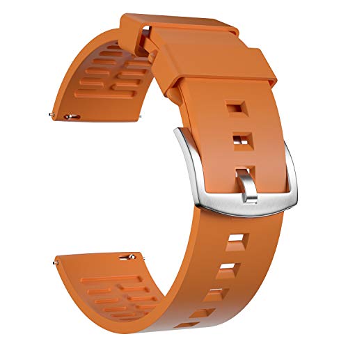 ULLCHRO Unisex Fluorkautschuk Armband mit Edelstahl Schnalle 21mm Orange Silber von ULLCHRO