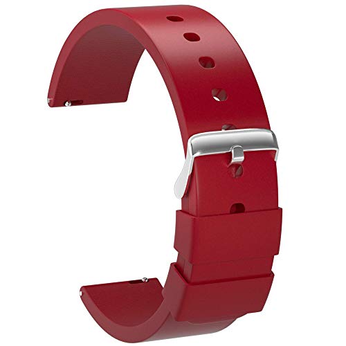ULLCHRO Unisex Kautschuk Armband mit Edelstahl Silber Faltschließe 16mm Rot von ULLCHRO