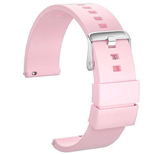 ULLCHRO Unisex Kautschuk Armband mit Edelstahl Silberne Schnalle 22mm Rosa von ULLCHRO