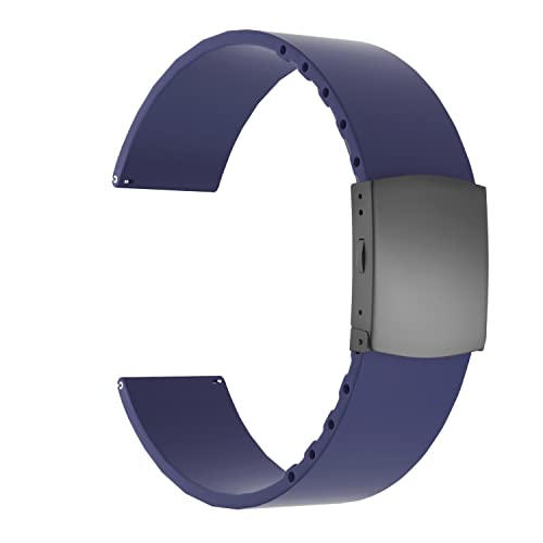 ULLCHRO Correa Reloj Recambios Correa Relojes Caucho - 16mm, 18mm, 20mm, 22mm, 24mm Silicona Correa Reloj con Acero inoxidable Hebilla desplegable (24mm, Azul Marino) von ULLCHRO
