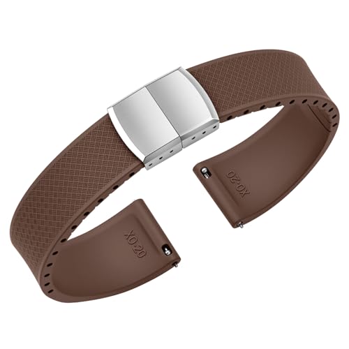 ULLCHRO FKM Kautschuk Uhrenarmbänder Cut to Size Belüftete Fluorkautschuk Uhrenarmband mit Schnellverschluss für Herren Damen, Silber Faltschließe, 18mm 19mm 20mm 21mm 22mm zur Auswahl (20mm, Braun) ULLCHRO FKM Kautschuk Uhrenarmbänder Cut to Size Belüftete Fluorkautschuk Uhrenarmband mit Schnellverschluss für Herren Damen, Silber Faltschließe, 18mm 19mm 20mm 21mm 22mm zur Auswahl (20mm, Braun) von ULLCHRO