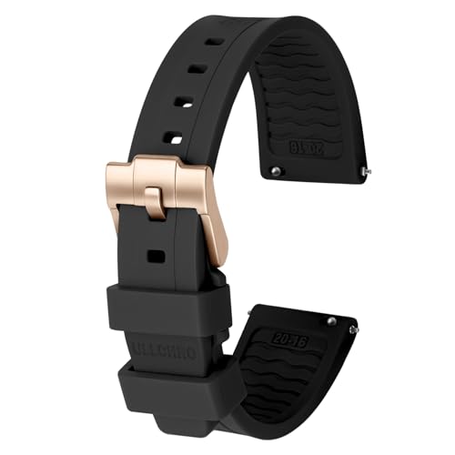 ULLCHRO Uhrenarmband für Smartwatch 22mm Schnellverschluss Kautschuk Band 20mm Sport Ersatz für Herren Weiches Silikon Uhrband (22mm, Schwarz) von ULLCHRO