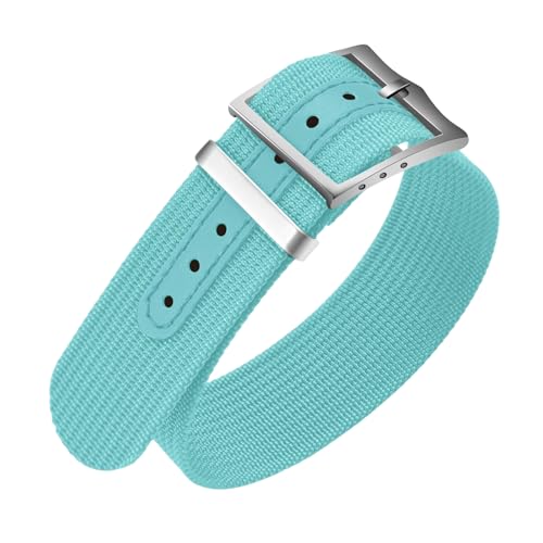 ULLCHRO Nylon-Uhrenarmband, 20 mm, 22 mm, Nylon-Uhrenarmband, Ersatzband, Nato-Armband, atmungsaktiv, Militär-Uhrenarmbänder für Herren, weiche, elastische Uhrenarmbänder (20 mm, Cyan) von ULLCHRO