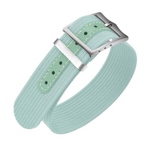 ULLCHRO Nylon-Uhrenarmband, 20 mm, 22 mm, Nylon-Uhrenarmband, Ersatzband, Nato-Armband, atmungsaktiv, Militär-Uhrenarmbänder für Herren, weiche, elastische Uhrenarmbänder (22 mm, Seeblau) von ULLCHRO