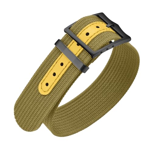 ULLCHRO Nylon-Uhrenarmband, 20 mm, 22 mm, Nylon-Uhrenarmband, Ersatzband, Nato-Armband, atmungsaktiv, Militär-Uhrenarmbänder für Herren, weiche, elastische Uhrenarmbänder mit schwarzer Schnalle (22 mm von ULLCHRO