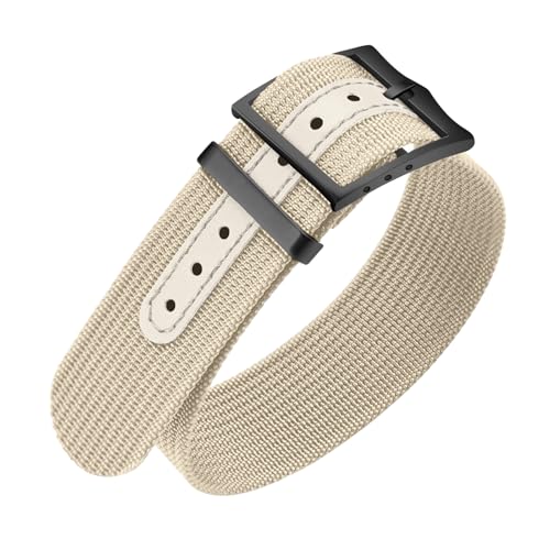 ULLCHRO Nylon-Uhrenarmband, 20 mm, 22 mm, Nylon-Uhrenarmband, Ersatzband, Nato-Armband, atmungsaktiv, Militär-Uhrenarmbänder für Herren, weiche, elastische Uhrenarmbänder mit schwarzer Schnalle (20 mm von ULLCHRO