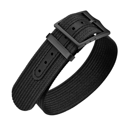 ULLCHRO Nylon-Uhrenarmband, 20 mm, 22 mm, Nylon-Uhrenarmband, Ersatzband, Nato-Armband, atmungsaktiv, Militär-Uhrenarmbänder für Herren, weiche, elastische Uhrenarmbänder mit schwarzer Schnalle (22 mm von ULLCHRO