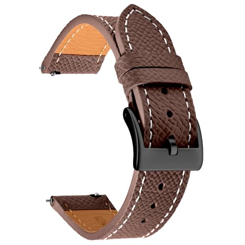 ULLCHRO Retro Leder Uhrenarmbänder für Herren und Damen, weiches Nubukleder, Ersatzarmbänder mit Schnellverschluss, Schwarz Edelstahlschließe, Bandbreite 18mm 20mm 22mm (20mm, Dunkelbraun) von ULLCHRO