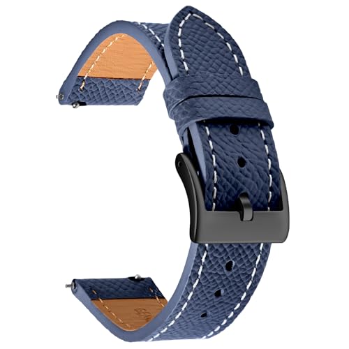 ULLCHRO Retro Leder Uhrenarmbänder für Herren und Damen, weiches Nubukleder, Ersatzarmbänder mit Schnellverschluss, Schwarz Edelstahlschließe, Bandbreite 18mm 20mm 22mm (20mm, Marineblau) von ULLCHRO