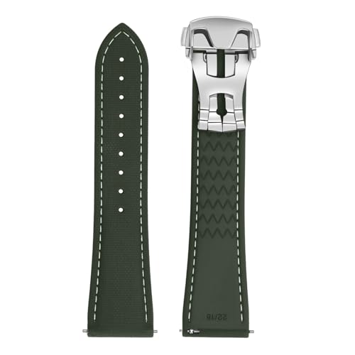 ULLCHRO Uhrarmband 20mm 22mm FKM, Uhrenarmband Herren aus Kautschuk, Wasserdichtes Gummi Armband für Sport, Uhrenarmband (20mm, Dunkelgrün) von ULLCHRO