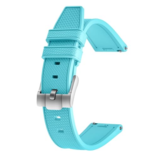 Uhrenarmband 20mm Wasserdicht, Kautschuk Armband 22mm für Sport, Armband Herren Uhr aus Gummi, Uhrenarmbänder (22mm, Cyan) von ULLCHRO